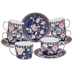 Чайный сервиз из фарфора синий на 6 персон 14 предметов Flower Porcelain Collection варинант исполнения - 1 | Loft Concept в Нижнем Новгороде