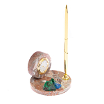 Часы настольные с шариковой металлической ручкой из натурального камня Stone Clock варинант исполнения - 8 | Loft Concept в Нижнем Новгороде