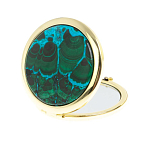 Зеркало карманное складное круглое из натурального камня Малахит с Хризоколлой в подарочной упаковке Gold Stone Mirrors варинант исполнения - 2 | Loft Concept в Нижнем Новгороде
