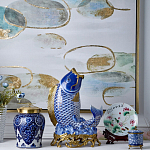 Ваза с насыщенным синим орнаментом и золотой крышкой Blue & White Ornament  варинант исполнения - 1 | Loft Concept в Нижнем Новгороде