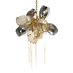 Люстра подвесная со стеклянными плафонами из дымчатого и золотистого с шестью вертикальными подвесками Gilded Mirage  варинант исполнения - 7 | Loft Concept в Нижнем Новгороде