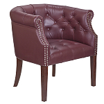 Кресло низкое из натуральной кожи на 4-х деревянных ножках из массива бука Chloe Leather Armchair vine варинант исполнения - 1 | Loft Concept в Нижнем Новгороде