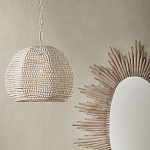 Подвесной светильник в форме купола с декором из круглых деревянных бусин White Wooden Beads Chandelier варинант исполнения - 4 | Loft Concept в Нижнем Новгороде