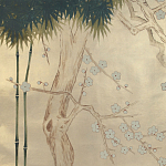 Обои ручная роспись Bamboo River Blossom Original colourway on Brushed Gold gilded paper варинант исполнения - 2 | Loft Concept в Нижнем Новгороде