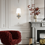 Бра с белым текстильным абажуром и декоративным основанием в виде четырехлистника с зеркальной вставкой Vitorino варинант исполнения - 7 | Loft Concept в Нижнем Новгороде