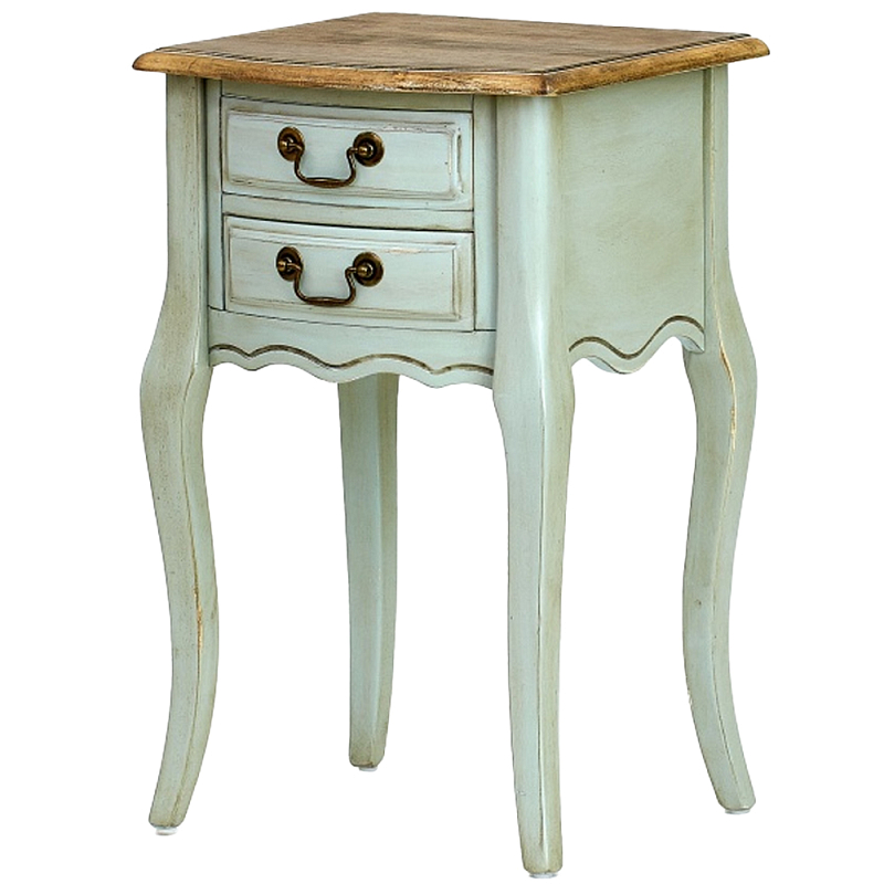 Прикроватная тумба из массива березы светло-бирюзовая Montmartre Provence Bedside Table Бежевый Светло-голубой Золотой дуб Латунь в Нижнем Новгороде | Loft Concept 