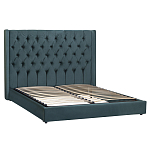 Кровать двуспальная зеленая с основанием из массива дерева с мягким изголовьем Velour Beds варинант исполнения - 1 | Loft Concept в Нижнем Новгороде