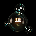 Подвесной светильник с прозрачными бирюзовыми стеклянными шарами и золотыми деталями Диаметр 43 Giopato & Coombes варинант исполнения - 6 | Loft Concept в Нижнем Новгороде