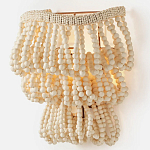 Настенный светильник с подвесками из деревянных бусин молочного цвета Wooden Beads Wall Lamp варинант исполнения - 3 | Loft Concept в Нижнем Новгороде
