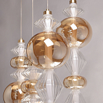 Люстра с плафонами из прозрачного и янтарного стекла в виде шаров и ромбов Gabriel Scott Luna варинант исполнения - 7 | Loft Concept в Нижнем Новгороде