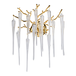 Бра золотого цвета с разветвленными ветвями и длинными прозрачными подвесками в форме стеклянных сосулек Droplet Chandelier варинант исполнения - 1 | Loft Concept в Нижнем Новгороде