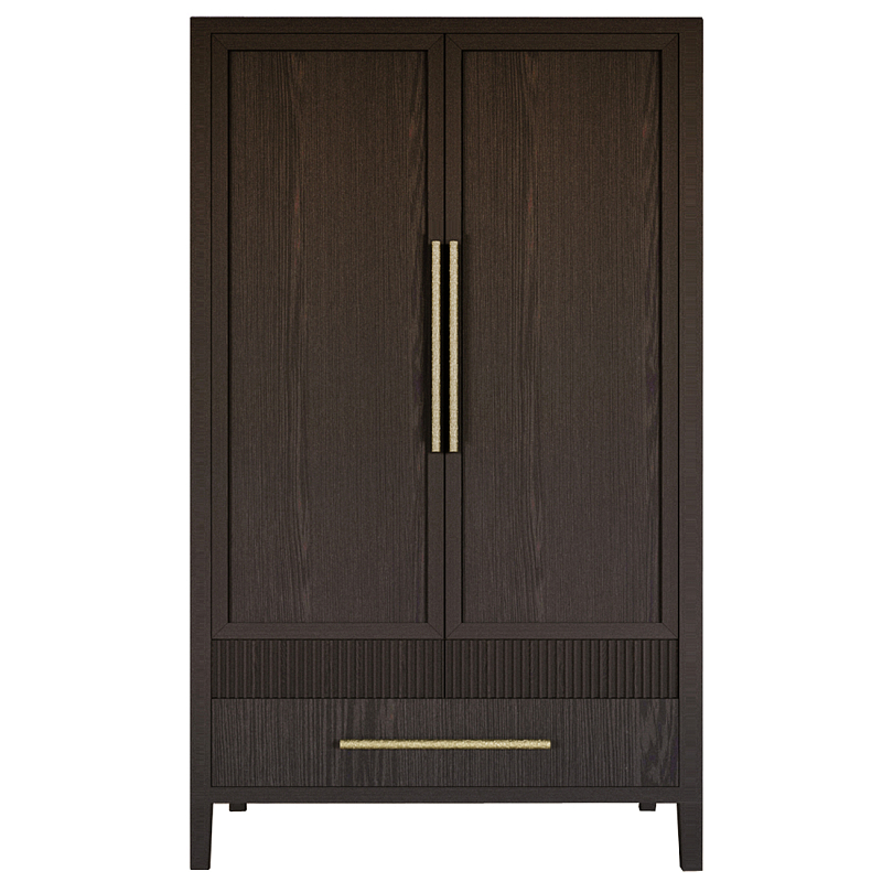 Шкаф платяной Primo с выдвижными ящиками шпон Темный орех Темный дуб Золотой в Нижнем Новгороде | Loft Concept 