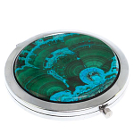 Зеркало карманное складное круглое из натурального камня Малахит с Хризоколлой в подарочной упаковке Silver Stone Mirrors варинант исполнения - 1 | Loft Concept в Нижнем Новгороде