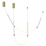 Подвесной светильник с 3-мя изогнутыми плафонами и белыми декоративными шариками PEARLS Suspension варинант исполнения - 4 | Loft Concept в Нижнем Новгороде