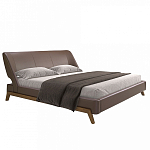 Кровать двуспальная с изголовьем из экокожи шоколадно-коричневого цвета Modern Look варинант исполнения - 1 | Loft Concept в Нижнем Новгороде