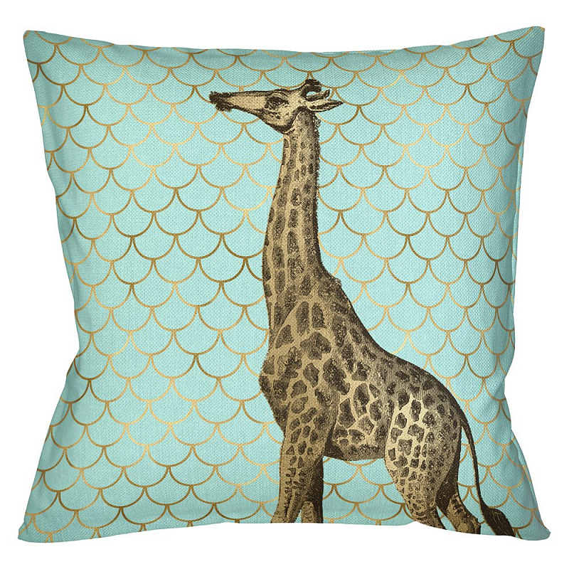 Подушка Safari light blue giraffe Бирюзовый Глянцевое золото Подушка Safari light blue giraffe Бирюзовый Глянцевое золото в Нижнем Новгороде | Loft Concept
