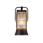 Настенный фонарь цилиндрической формы с рифленым стеклом в золотом каркасе на черном прямоугольном основании Eurofase варинант исполнения - 12 | Loft Concept в Нижнем Новгороде