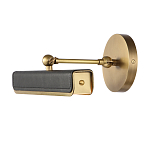 Светильник для картин цвет винтажная латунь с прямоугольным плафоном из кожи черного цвета Alora варинант исполнения - 2 | Loft Concept в Нижнем Новгороде