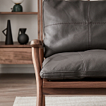 Кресло c каркасом из массива дерева и мягкой кожаной обивкой Walnut Armchair варинант исполнения - 10 | Loft Concept в Нижнем Новгороде