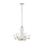 Люстра цвета никель с 6-ю рифлеными стеклянными плафонами и изогнутым каркасом Kichler варинант исполнения - 2 | Loft Concept в Нижнем Новгороде