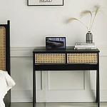 Дизайнерский письменный стол матово-чёрного цвета с 2-мя плетеными ящиками Glade Desk варинант исполнения - 2 | Loft Concept в Нижнем Новгороде