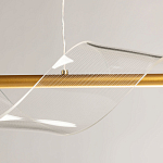 Люстра линейная золотистого цвета с двумя прозрачными волнистыми элементами Wave Line варинант исполнения - 9 | Loft Concept в Нижнем Новгороде