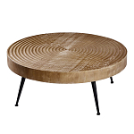 Журнальный столик с круглой фактурной столешницей из натурального дерева Vortex варинант исполнения - 1 | Loft Concept в Нижнем Новгороде