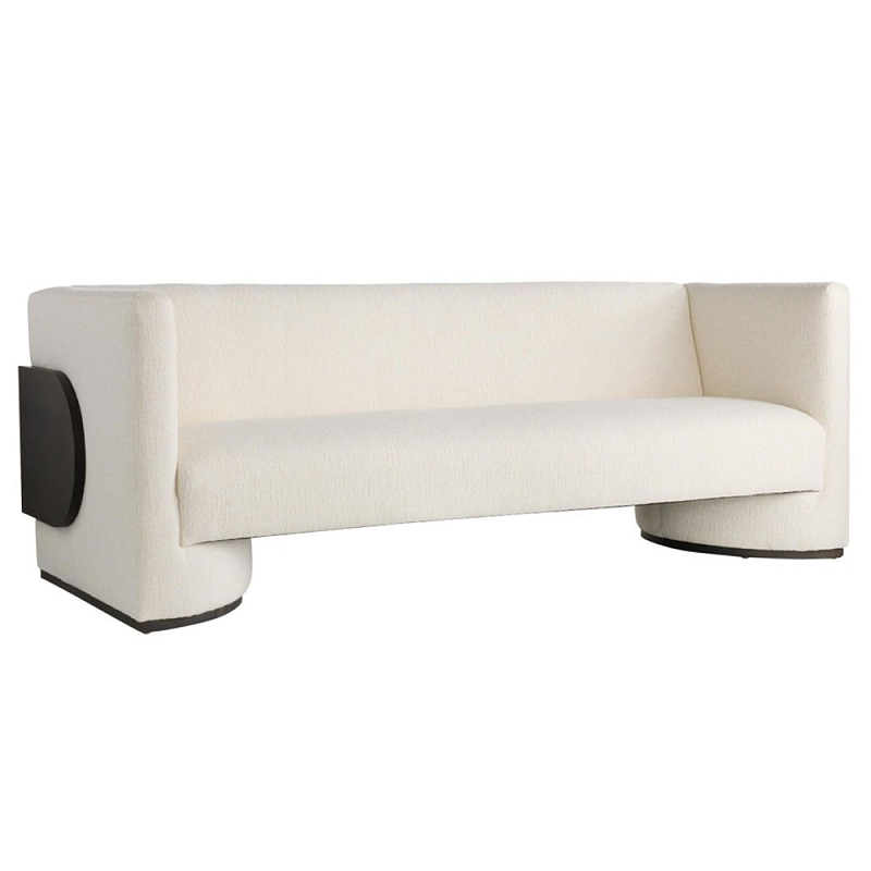 Трехместный диван Florida Sofa с элегантным деревянным декором Белый Черный Трехместный диван Florida Sofa с элегантным деревянным декором Белый Черный в Нижнем Новгороде | Loft Concept