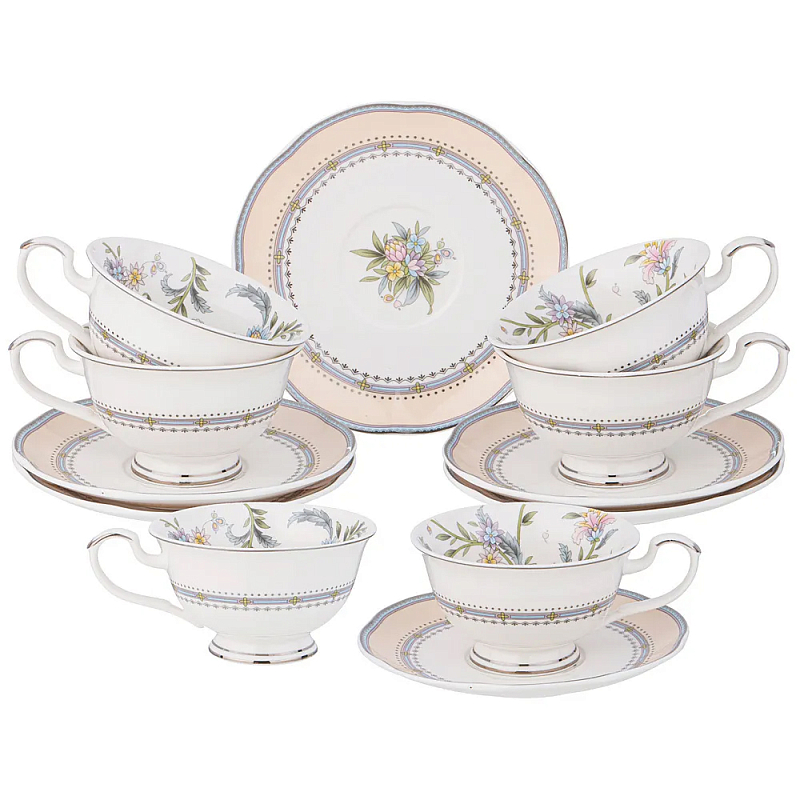 Чайный сервиз из фарфора на 6 персон 12 предметов Tea Flower Set Мульти в Нижнем Новгороде | Loft Concept 