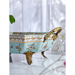 Блюдо прямоугольное из голубого фарфора с ручками и рисунком птиц и цветов Blue Garden варинант исполнения - 4 | Loft Concept в Нижнем Новгороде