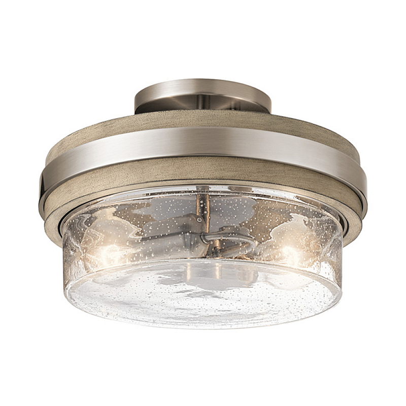 Потолочный светильник с прозрачным стеклянным плафоном с эффектом пузырьков Kichler Олово Прозрачное Стекло Древесина в Нижнем Новгороде | Loft Concept 