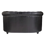 Диван кожаный двухместный на 4-х деревянных ножках из массива березы Logan Leather Seating black варинант исполнения - 3 | Loft Concept в Нижнем Новгороде