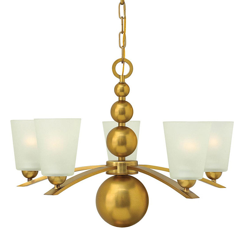 Люстра с матовыми конусными плафонами и декоративными элементами в форме шаров Hinkley Латунь Белый Никель в Нижнем Новгороде | Loft Concept 