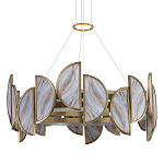 Люстра круглая с полукруглыми плафонами из искусственного алебастра в бронзовой оправе Marbella варинант исполнения - 1 | Loft Concept в Нижнем Новгороде