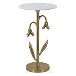 Столик с золотистым основанием в виде цветка и круглой мраморной столешницей Golden Snowdrop варинант исполнения - 1 | Loft Concept в Нижнем Новгороде