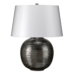 Настольная лампа с круглым фарфоровым основанием ручной работы с покрытием глазурью и белым абажуром из искусственного шелка Elstead Lighting варинант исполнения - 1 | Loft Concept в Нижнем Новгороде