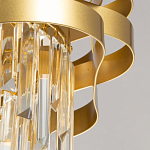Люстра цвета матового золота с металлическими лентами и длинными прозрачными подвесками Gilded Waves варинант исполнения - 9 | Loft Concept в Нижнем Новгороде