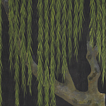 Обои ручная роспись Willow Original colourway on Edo Night painted silk варинант исполнения - 1 | Loft Concept в Нижнем Новгороде