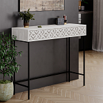 Консоль напольная пыльного белого цвета с выдвижным ящиком с резным орнаментом HEATON CONSOLE OAK варинант исполнения - 3 | Loft Concept в Нижнем Новгороде