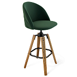 Барный стул со спинкой и металлической подставкой на 4-х деревянных ножках Зеленый Велюр Vendramin Chair варинант исполнения - 1 | Loft Concept в Нижнем Новгороде