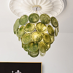 Люстра из зеленых стеклянных дисков с перламутровым эффектом Green Glowing Glaze варинант исполнения - 4 | Loft Concept в Нижнем Новгороде
