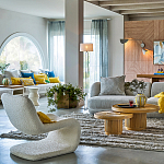 Кресло изогнутое с обивкой из ткани букле Smooth Bend Boucle Chair варинант исполнения - 8 | Loft Concept в Нижнем Новгороде