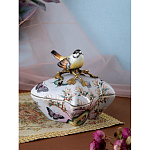 Шкатулка фиолетового цвета с рисунком бабочек и крышкой с фигуркой птицы на ветке Eden Garden варинант исполнения - 7 | Loft Concept в Нижнем Новгороде