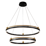 Люстра подвесная с двумя кольцами черного и золотого цвета Ring Horizontal варинант исполнения - 1 | Loft Concept в Нижнем Новгороде