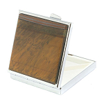 Таблетница карманная квадратная с 4-мя отделениями с зеркалом и накладкой из натурального камня Тигровый глаз Silver Stone Pillboxes варинант исполнения - 2 | Loft Concept в Нижнем Новгороде