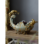 Чаша голубого цвета с оранментом и и бронзовыми фигурами леопардов Eden Garden варинант исполнения - 6 | Loft Concept в Нижнем Новгороде