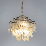 Люстра подвесная с белыми перламутровыми подвесками и изогнутыми золотистыми элементами Диаметр 50 см SHELL Chandelier варинант исполнения - 2 | Loft Concept в Нижнем Новгороде