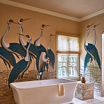 Обои ручная роспись Sarus Cranes Colourway SC-208 on Raw Silk dyed silk варинант исполнения - 1 | Loft Concept в Нижнем Новгороде