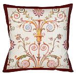 Декоративная подушка бежевая с растительным орнаментом Raffael Floral Beige Red Cushion варинант исполнения - 1 | Loft Concept в Нижнем Новгороде