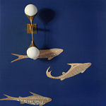 Обои с вышивкой ручной работы Deco Fish Aurum colourway on Caribbean Sea slub silk варинант исполнения - 2 | Loft Concept в Нижнем Новгороде